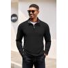 imageCOOFANDY Mens Quarter Zip Pullover Lightweight Sweater Casual Long Sleeve Corduroy Half Zip SweatshirtBlack
