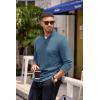imageCOOFANDY Mens Quarter Zip Pullover Lightweight Sweater Casual Long Sleeve Corduroy Half Zip SweatshirtDark Blue