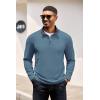 imageCOOFANDY Mens Quarter Zip Pullover Lightweight Sweater Casual Long Sleeve Corduroy Half Zip SweatshirtDark Blue