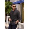 imageCOOFANDY Mens Quarter Zip Pullover Lightweight Sweater Casual Long Sleeve Corduroy Half Zip SweatshirtDark Grey