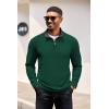 imageCOOFANDY Mens Quarter Zip Pullover Lightweight Sweater Casual Long Sleeve Corduroy Half Zip SweatshirtEver Green