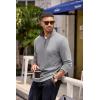imageCOOFANDY Mens Quarter Zip Pullover Lightweight Sweater Casual Long Sleeve Corduroy Half Zip SweatshirtGray