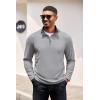 imageCOOFANDY Mens Quarter Zip Pullover Lightweight Sweater Casual Long Sleeve Corduroy Half Zip SweatshirtGray