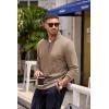 imageCOOFANDY Mens Quarter Zip Pullover Lightweight Sweater Casual Long Sleeve Corduroy Half Zip SweatshirtKhaki