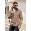imageCOOFANDY Mens Quarter Zip Pullover Lightweight Sweater Casual Long Sleeve Corduroy Half Zip SweatshirtKhaki