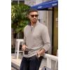 imageCOOFANDY Mens Quarter Zip Pullover Lightweight Sweater Casual Long Sleeve Corduroy Half Zip SweatshirtMoon Gray