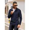 imageCOOFANDY Mens Quarter Zip Pullover Lightweight Sweater Casual Long Sleeve Corduroy Half Zip SweatshirtNavy Blue