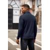 imageCOOFANDY Mens Quarter Zip Pullover Lightweight Sweater Casual Long Sleeve Corduroy Half Zip SweatshirtNavy Blue