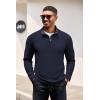 imageCOOFANDY Mens Quarter Zip Pullover Lightweight Sweater Casual Long Sleeve Corduroy Half Zip SweatshirtNavy Blue