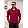imageCOOFANDY Mens Quarter Zip Pullover Lightweight Sweater Casual Long Sleeve Corduroy Half Zip SweatshirtRed