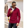 imageCOOFANDY Mens Quarter Zip Pullover Lightweight Sweater Casual Long Sleeve Corduroy Half Zip SweatshirtRed