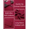 imageCOOFANDY Mens Quarter Zip Pullover Lightweight Sweater Casual Long Sleeve Corduroy Half Zip SweatshirtRed
