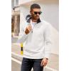 imageCOOFANDY Mens Quarter Zip Pullover Lightweight Sweater Casual Long Sleeve Corduroy Half Zip SweatshirtWhite