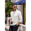 imageCOOFANDY Mens Quarter Zip Pullover Lightweight Sweater Casual Long Sleeve Corduroy Half Zip SweatshirtWhite