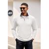 imageCOOFANDY Mens Quarter Zip Pullover Lightweight Sweater Casual Long Sleeve Corduroy Half Zip SweatshirtWhite