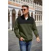 imageCOOFANDY Mens Quarter Zip Pullover Quilted Sweatshirt Knit Long Sleeve Mock Neck Sweater Polo with PocketZcolor Block Army GreenBlack