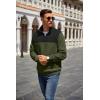 imageCOOFANDY Mens Quarter Zip Pullover Quilted Sweatshirt Knit Long Sleeve Mock Neck Sweater Polo with PocketZcolor Block Army GreenBlack