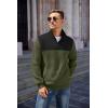 imageCOOFANDY Mens Quarter Zip Pullover Quilted Sweatshirt Knit Long Sleeve Mock Neck Sweater Polo with PocketZcolor Block Army GreenBlack