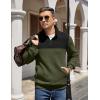 imageCOOFANDY Mens Quarter Zip Pullover Quilted Sweatshirt Knit Long Sleeve Mock Neck Sweater Polo with PocketZcolor Block Army GreenBlack