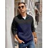 imageCOOFANDY Mens Quarter Zip Pullover Quilted Sweatshirt Knit Long Sleeve Mock Neck Sweater Polo with PocketZcolor Block NavyBlack