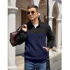 imageCOOFANDY Mens Quarter Zip Pullover Quilted Sweatshirt Knit Long Sleeve Mock Neck Sweater Polo with PocketZcolor Block NavyBlack