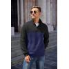 imageCOOFANDY Mens Quarter Zip Pullover Quilted Sweatshirt Knit Long Sleeve Mock Neck Sweater Polo with PocketZcolor Block NavyBlack