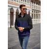 imageCOOFANDY Mens Quarter Zip Pullover Quilted Sweatshirt Knit Long Sleeve Mock Neck Sweater Polo with PocketZcolor Block NavyBlack