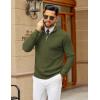 imageCOOFANDY Mens Quarter Zip Sweater Slim Fit Lightweight Mock Neck Pullover Knit Texture Polo SweatersArmy Green