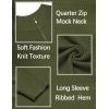 imageCOOFANDY Mens Quarter Zip Sweater Slim Fit Lightweight Mock Neck Pullover Knit Texture Polo SweatersArmy Green