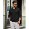 imageCOOFANDY Mens Quarter Zip Sweater Slim Fit Lightweight Mock Neck Pullover Knit Texture Polo SweatersBlack