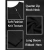 imageCOOFANDY Mens Quarter Zip Sweater Slim Fit Lightweight Mock Neck Pullover Knit Texture Polo SweatersBlack