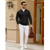 imageCOOFANDY Mens Quarter Zip Sweater Slim Fit Lightweight Mock Neck Pullover Knit Texture Polo SweatersBlack