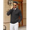 imageCOOFANDY Mens Quarter Zip Sweater Slim Fit Lightweight Mock Neck Pullover Knit Texture Polo SweatersDark Grey