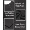imageCOOFANDY Mens Quarter Zip Sweater Slim Fit Lightweight Mock Neck Pullover Knit Texture Polo SweatersDark Grey