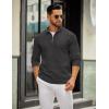 imageCOOFANDY Mens Quarter Zip Sweater Slim Fit Lightweight Mock Neck Pullover Knit Texture Polo SweatersDark Grey