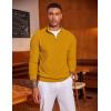 imageCOOFANDY Mens Quarter Zip Sweater Slim Fit Lightweight Mock Neck Pullover Knit Texture Polo SweatersLight Brown