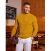 imageCOOFANDY Mens Quarter Zip Sweater Slim Fit Lightweight Mock Neck Pullover Knit Texture Polo SweatersLight Brown