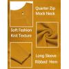 imageCOOFANDY Mens Quarter Zip Sweater Slim Fit Lightweight Mock Neck Pullover Knit Texture Polo SweatersLight Brown