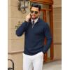imageCOOFANDY Mens Quarter Zip Sweater Slim Fit Lightweight Mock Neck Pullover Knit Texture Polo SweatersNavy Blue