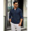 imageCOOFANDY Mens Quarter Zip Sweater Slim Fit Lightweight Mock Neck Pullover Knit Texture Polo SweatersNavy Blue