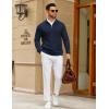 imageCOOFANDY Mens Quarter Zip Sweater Slim Fit Lightweight Mock Neck Pullover Knit Texture Polo SweatersNavy Blue