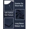 imageCOOFANDY Mens Quarter Zip Sweater Slim Fit Lightweight Mock Neck Pullover Knit Texture Polo SweatersNavy Blue