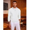 imageCOOFANDY Mens Quarter Zip Sweater Slim Fit Lightweight Mock Neck Pullover Knit Texture Polo SweatersWhite