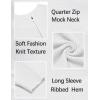 imageCOOFANDY Mens Quarter Zip Sweater Slim Fit Lightweight Mock Neck Pullover Knit Texture Polo SweatersWhite