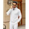 imageCOOFANDY Mens Quarter Zip Sweater Slim Fit Lightweight Mock Neck Pullover Knit Texture Polo SweatersWhite