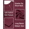 imageCOOFANDY Mens Quarter Zip Sweater Slim Fit Lightweight Mock Neck Pullover Knit Texture Polo SweatersWine Red