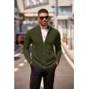 imageCOOFANDY Mens Zip Up Cardigan Sweater Slim Fit Casual Full Zip Sweaters Knit Stand Collar Cardigans with 2 Front PocketsArmy Green