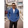 imageCOOFANDY Mens Zip Up Cardigan Sweater Slim Fit Casual Full Zip Sweaters Knit Stand Collar Cardigans with 2 Front PocketsBlue