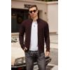 imageCOOFANDY Mens Zip Up Cardigan Sweater Slim Fit Casual Full Zip Sweaters Knit Stand Collar Cardigans with 2 Front PocketsBrown
