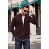 imageCOOFANDY Mens Zip Up Cardigan Sweater Slim Fit Casual Full Zip Sweaters Knit Stand Collar Cardigans with 2 Front PocketsBrown